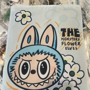 #26 Cute Monster Flower Elves Canvas Tote in Light Blue